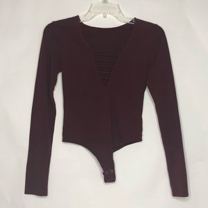 Size XS Maroon Long Sleeve Leotard Forever 21